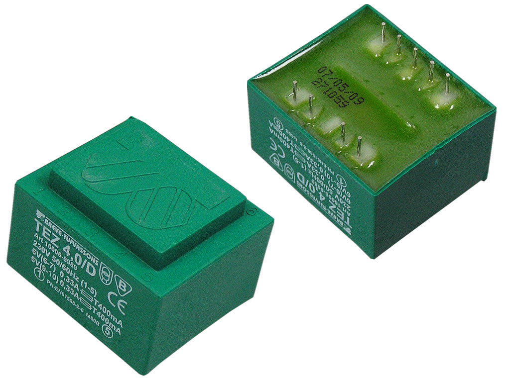 transformátor síťový do plošného spoje  230 / 2x6V - 4VA