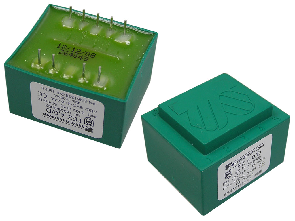 transformátor síťový do plošného spoje  230 / 9V - 4VA